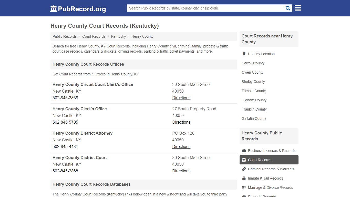 Free Henry County Court Records (Kentucky Court Records) - PubRecord.org