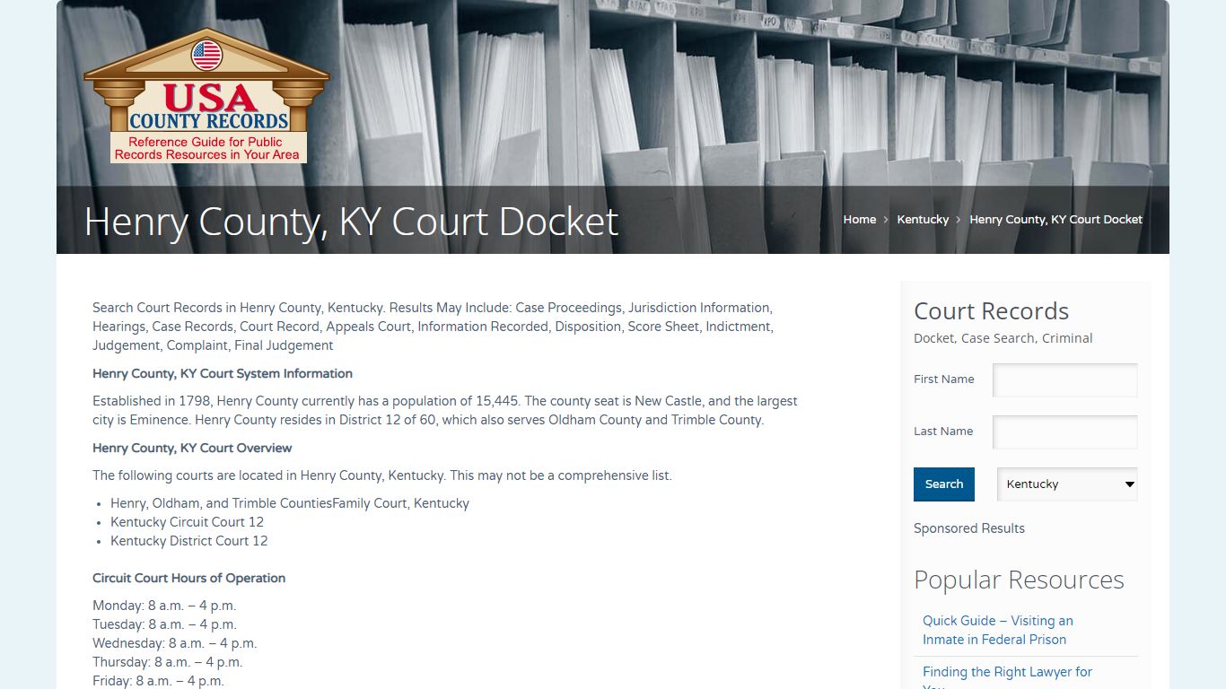 Henry County, KY Court Docket | Name Search